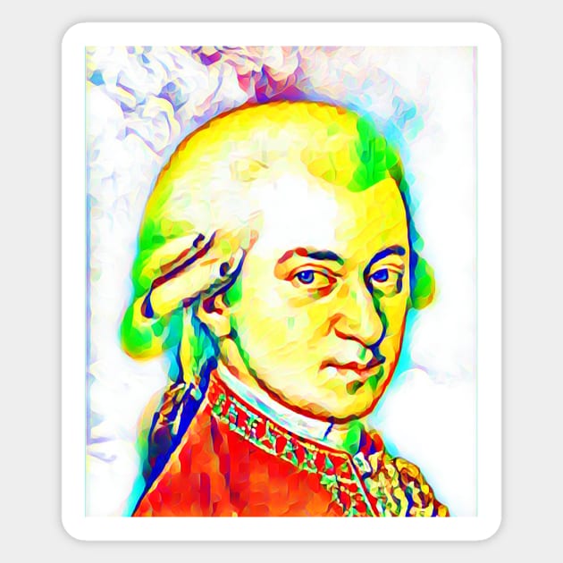 Wolfgang Amadeus Mozart Colourful Portrait | Wolfgang Amadeus Mozart Artwork 6 Sticker by JustLit